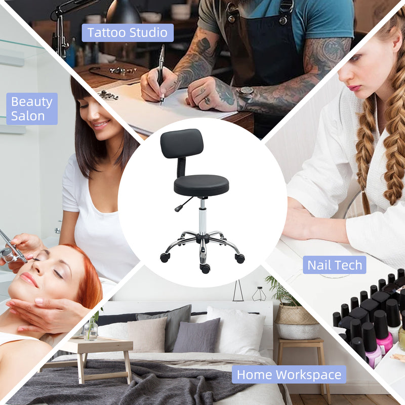 Black Swivel Salon Stool with 360° Rotating Seat and Adjustable Height by HOMCOM