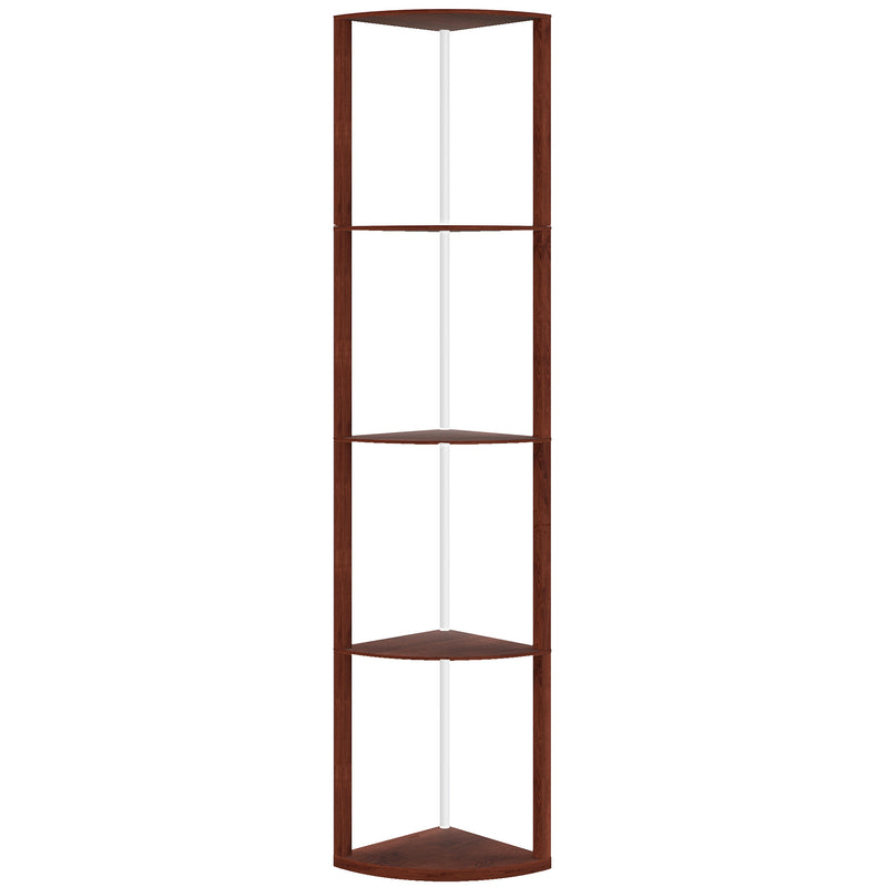 5 Tier LED Floor Lamp With Shelves And Remote Control For Living Room, Brown