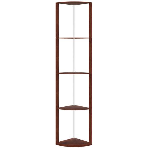 5 Tier LED Floor Lamp With Shelves And Remote Control For Living Room, Brown