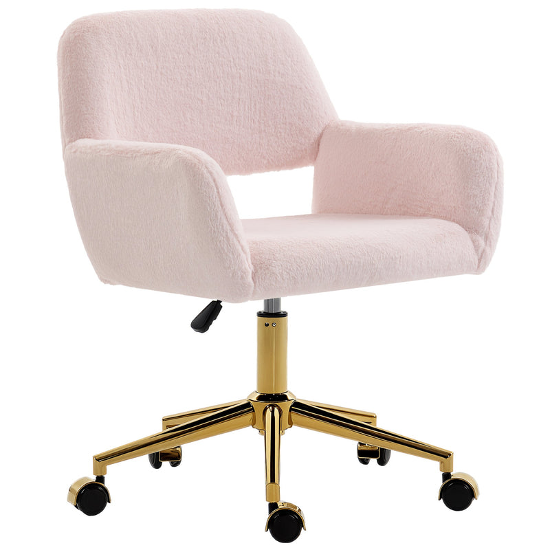 Office Chair with Soft Faux Fur and Adjustable Height for Comfortable Home Working