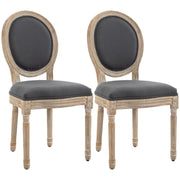 Set of 2 French Style Wooden Dining Chairs with High Backrest for Kitchen or Lounge Grey