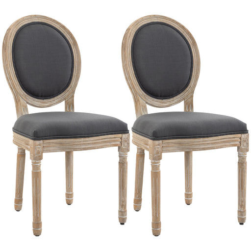Set of 2 French Style Wooden Dining Chairs with High Backrest for Kitchen or Lounge Grey