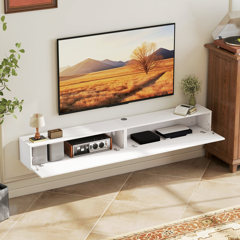 Floating TV Stand with Hidden Storage for Clutter-Free Lounge and Extra Floor Space