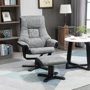 Recliner Swivel Armchair with Matching Footstool for Living Room Comfort Grey
