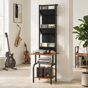 Record Player Stand with Vinyl and CD Storage for Organised Music Area Rustic Brown AOSOM