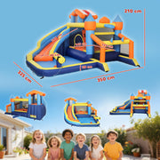Bouncy Castle and Water Park for Outdoor Kids Play with Slide and Pool Multicolour AOSOM