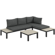 3 Piece Aluminium Garden Furniture Set with Cushions and Coffee Table Dark Grey by Outsunny