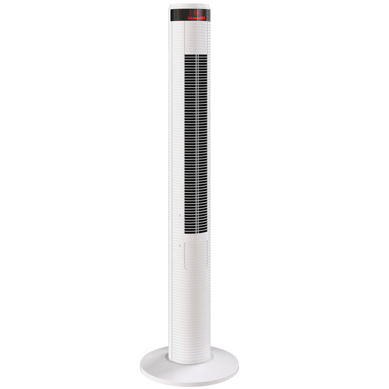 Tower Fan with Remote Control for Quiet Cooling and Space Saving in Any Room White AOSOM