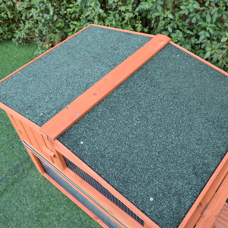 2 Tier Wooden Guinea Pig Hutch With Ramp Ideal For Outdoor Use, Natural Wood Colour