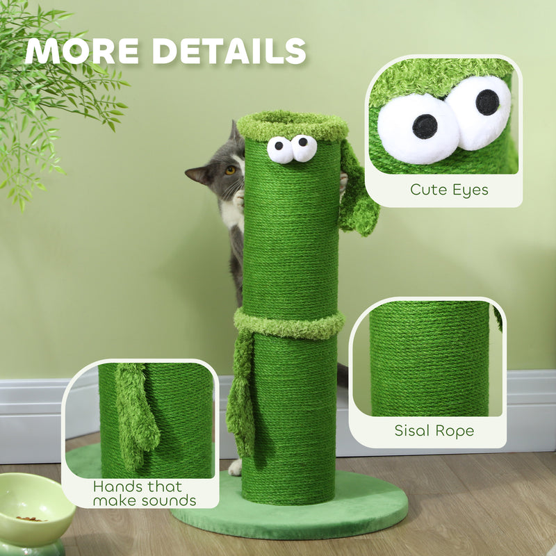 Green 63cm Cat Scratching Post with Sisal Rope and Sturdy Base for Indoor Cats by PawHut