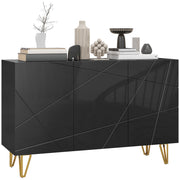 High Gloss Sideboard Cabinet with Hairpin Legs for Modern Living Rooms Black
