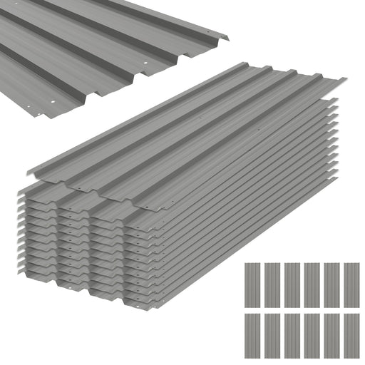 Set of 12 Corrugated Steel Roof Panels Ideal for Sheds and Garages Light Grey