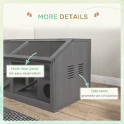 Wooden Hamster and Gerbil Cage with Suspension Bridge and Opening Top, Grey