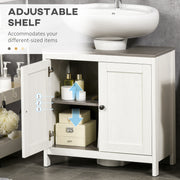 Antique White Bathroom Furniture Set with Adjustable Shelves and Storage Cabinets by Kleankin