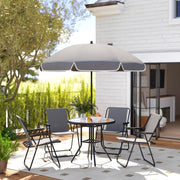 4 Seater Patio Dining Set With Parasol and Folding Chairs Grey by Outsunny