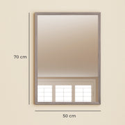 HOMCOM Wall Bathroom Mirror, 50 x 70 cm Wall-Mounted Mirror for Living Room, Bedroom, Hallway, Grey AOSOM