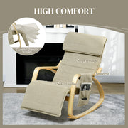 Rocking Recliner Lounge Chair with Adjustable Footrest and Side Pocket for Relaxing Khaki