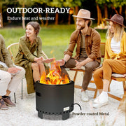 Smokeless Steel Fire Pit with Poker Grey Outdoor Heating by Outsunny