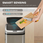 48L Motion Sensor Kitchen Bin with Hands Free Lid and Soft Close Feature Silver