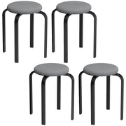 Stackable Stools Set of 4 for Extra Seating with Padded Cushions No Assembly Dark Grey Homcom