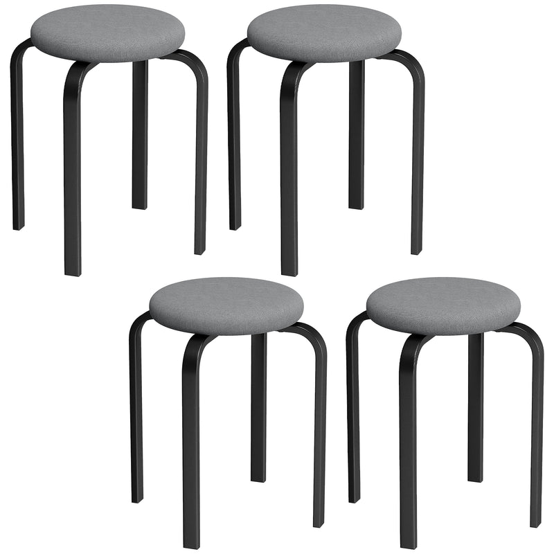 Stackable Stools Set of 4 for Extra Seating with Padded Cushions No Assembly Dark Grey Homcom