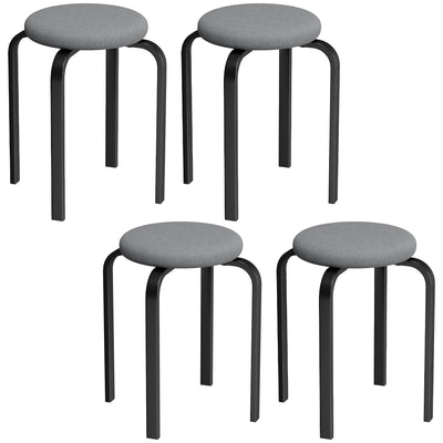 Stackable Stools Set of 4 for Extra Seating with Padded Cushions No Assembly Dark Grey Homcom