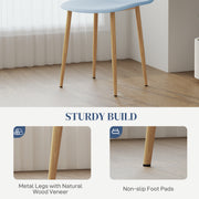 Set of 4 Light Blue Dining Chairs with Backrest and Steel Legs for Kitchen or Living Room by HOMCOM