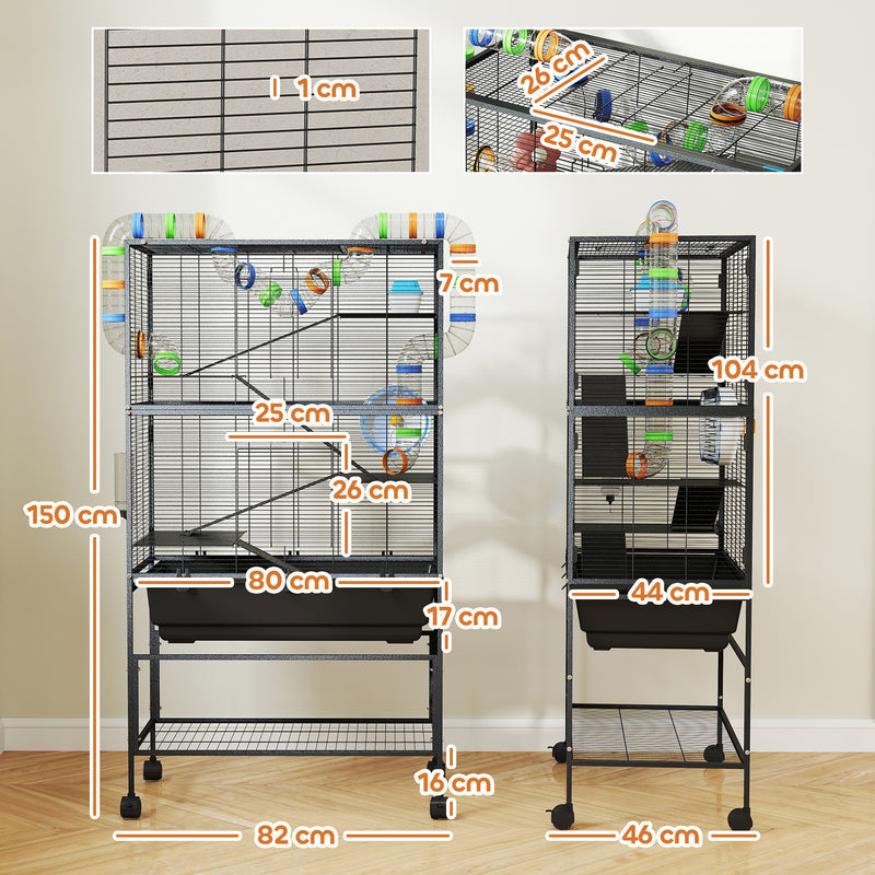 5 Tier Large Hamster Cage with Deep Tray and Storage Shelf for Rats and Gerbils by PawHut