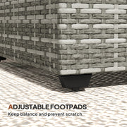 Light Grey Rattan Side Table with 90 x 50cm Glass Top for Garden or Patio by Outsunny