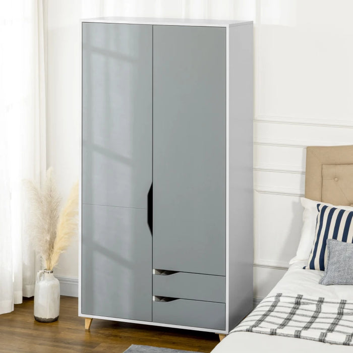 2 Door Wardrobe With 2 Doors, Grey