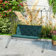 Outdoor Bench Cushion for 2 Seater Benches and Swing Chairs with Tie Fastenings Green AOSOM