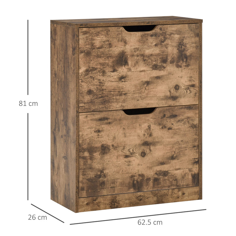 2 Drawer Shoe Cabinet with Flip Doors