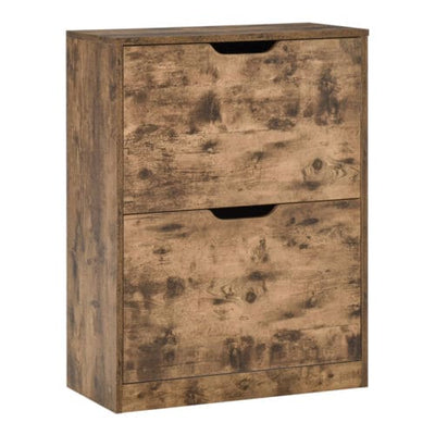 2 Drawer Shoe Cabinet with Flip Doors Homcom