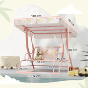 Kids Garden Swing Chair 2 Seater With Adjustable Canopy and Safety Belt Pink by AIYAPLAY