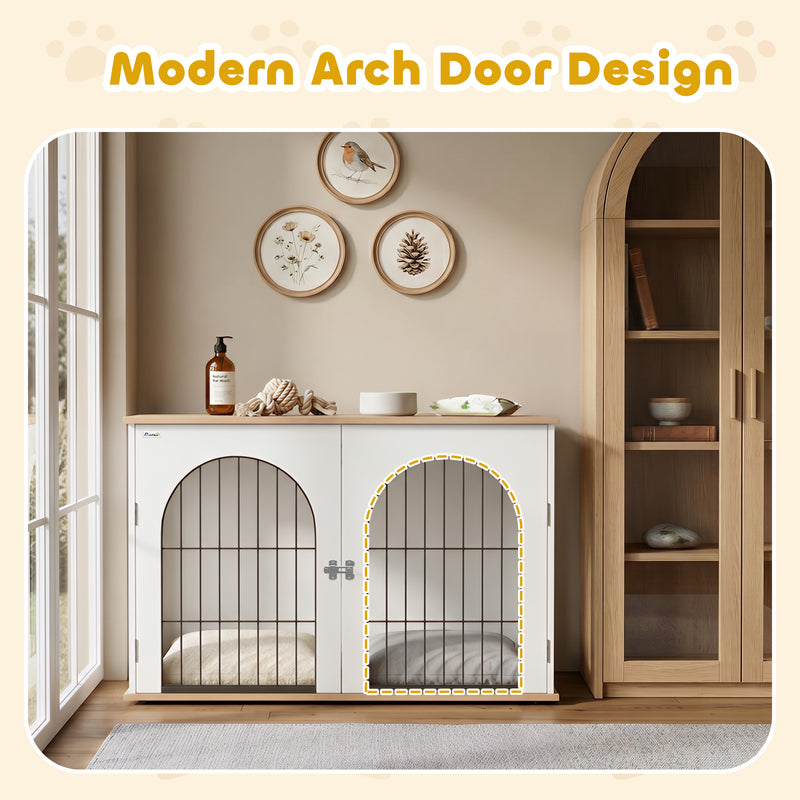 Dog Crate Side Table for Large Dogs Up to 30 kg Space Saving Indoor Furniture White