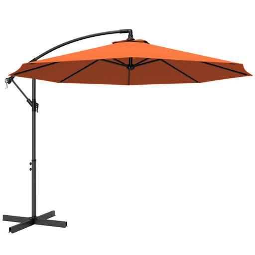3m Orange Cantilever Parasol with Cross Base for Unobstructed Garden Shade Outsunny