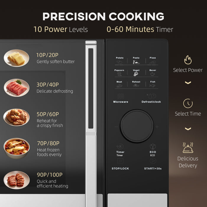 Black 23L 800W Digital Solo Microwave With 10 Power Levels and Auto Cook by HOMCOM