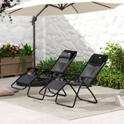 Set of 2 Black Zero Gravity Outdoor Recliner Chairs with Cushion and Cup Holder by Outsunny
