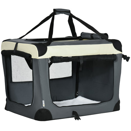 Foldable Pet Carrier With Soft Cushion Ideal for Small Dogs and Cats 70cm, Grey
