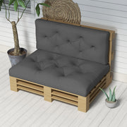 Padded Pallet Cushion Set for Garden Seating with Back Support Dark Grey AOSOM