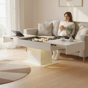 Extendable Coffee Table with LED Lighting and Hidden Storage for Living Room High Gloss White AOSOM