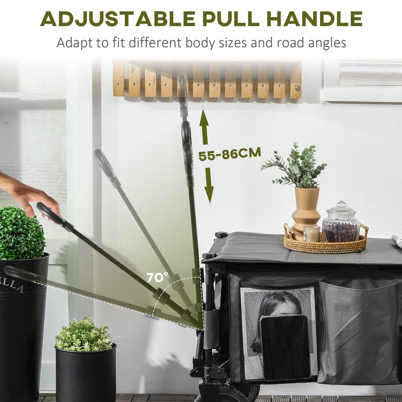 Folding Garden Utility Trolley With Wheels For Camping And Outdoor Gear Transport Grey