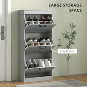 Three Drawer Slimline Shoe Storage Cabinet For Hallway Or Entryway, Grey