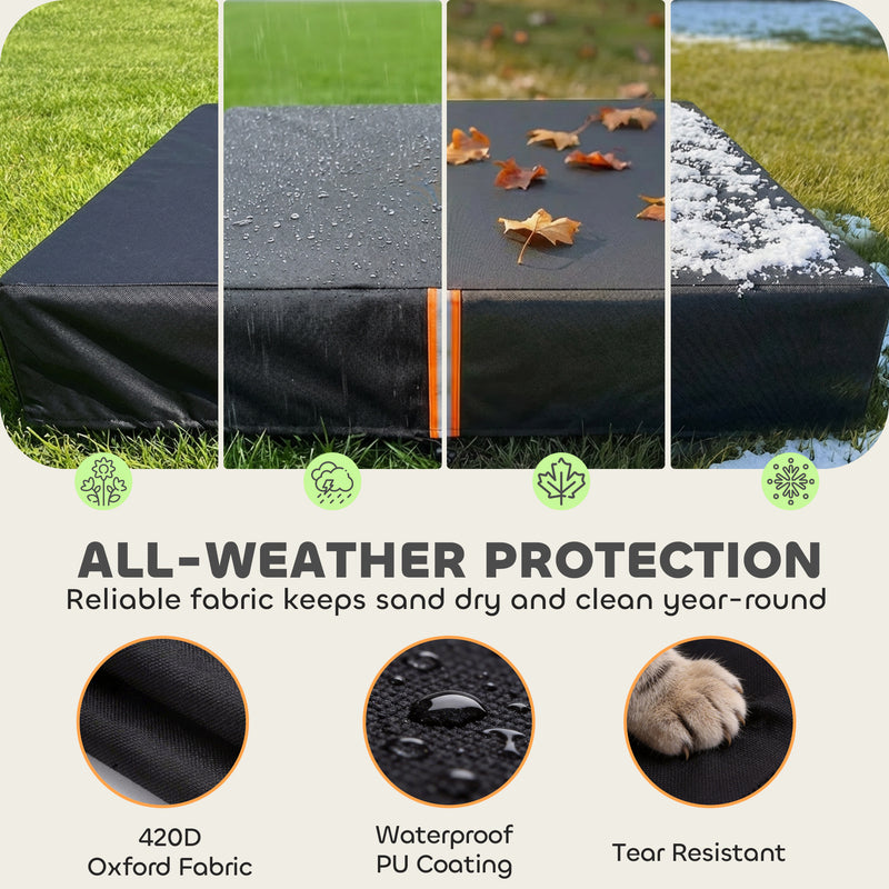 Sandpit Cover Waterproof Outdoor Protection for Clean and Dry Play Black AOSOM
