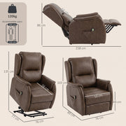 Electric Recliner Armchair Power Lift Brown - reclined