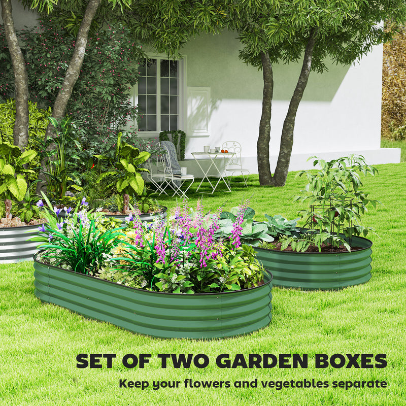 Set of Two Green Steel Garden Planters 181 x 93cm by Outsunny
