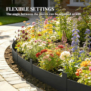 Garden Edging Fence Flexible Metal Panels for Easy No Dig Borders Black AOSOM