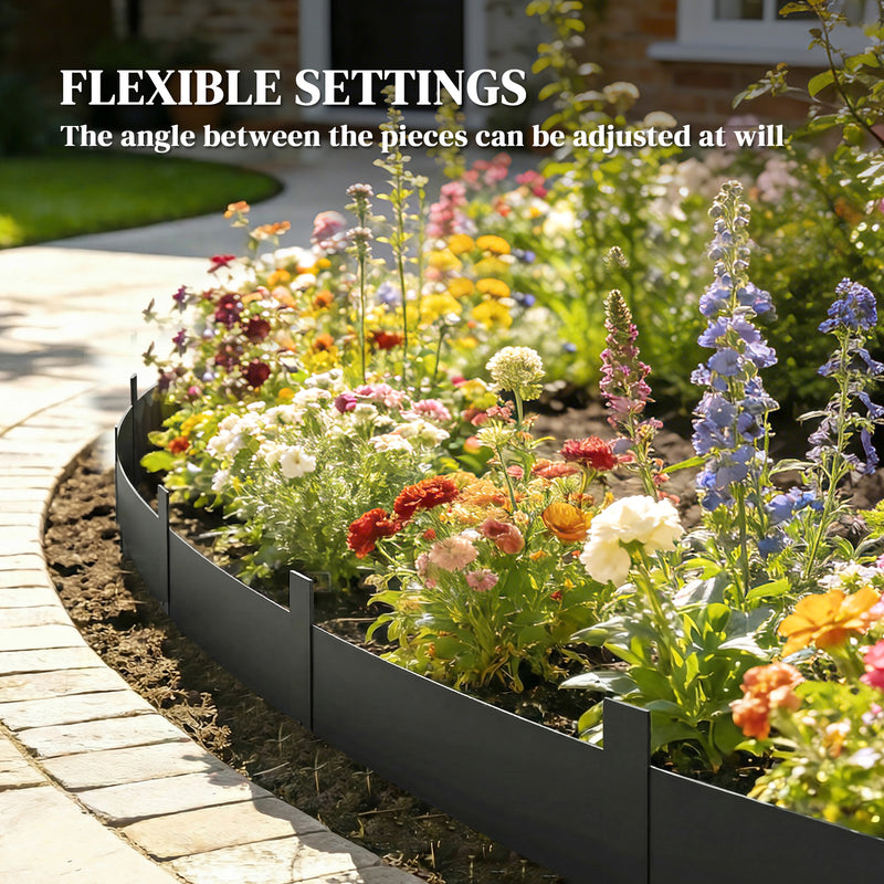 Garden Edging Fence Flexible Metal Panels for Easy No Dig Borders Black AOSOM