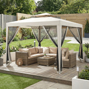 Outsunny 3x3m Gazebo, Netting Party Tent, Patio Canopy Outdoor Event Shelter with Double Tier Roof, Cream White Outsunny