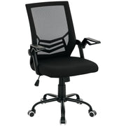 Ergonomic Mesh Office Chair With Flip Up Arms And Lumbar Support For Home Desk, Black